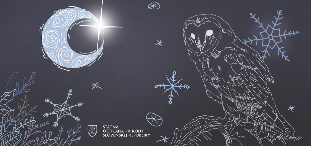 Grafika sovy s logom ŠOP SR