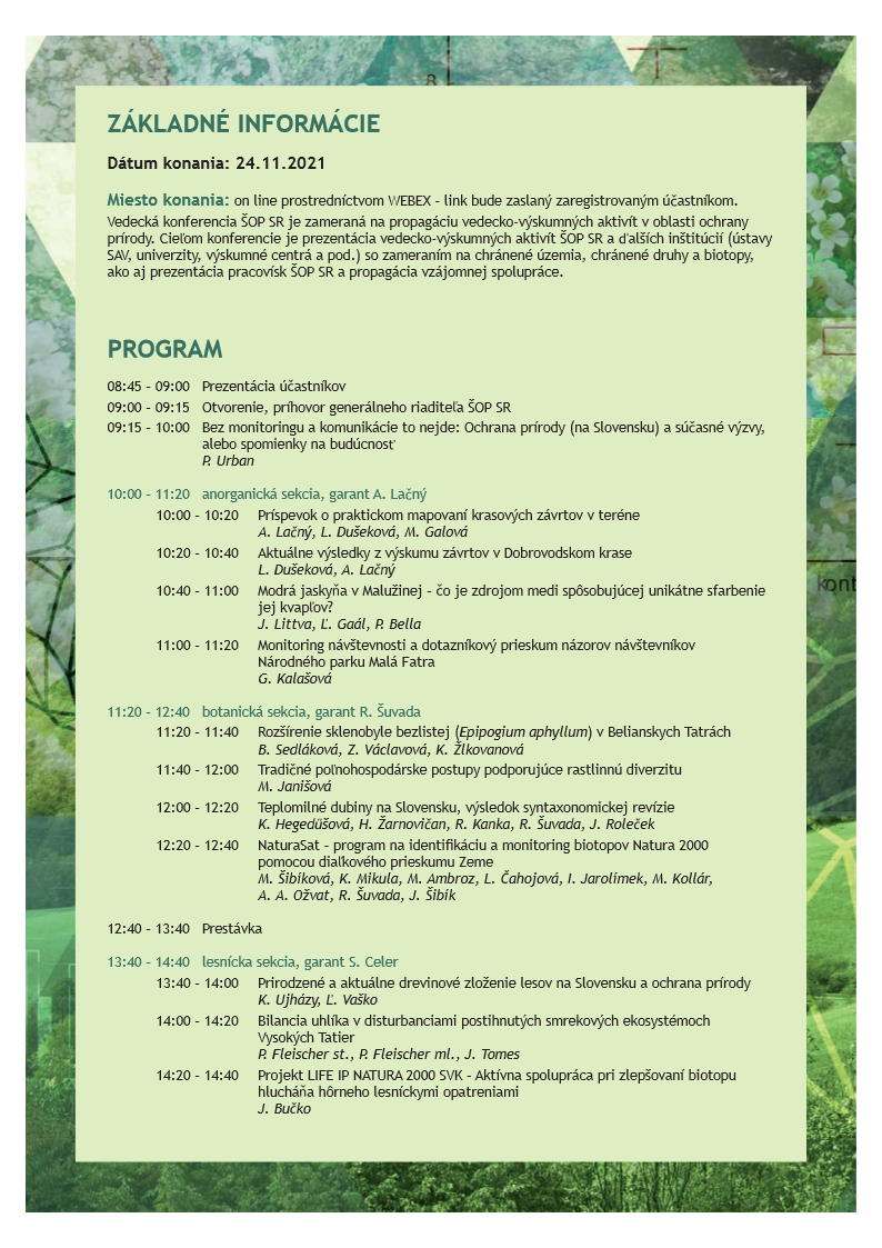 vedecka konferencia program prvy den