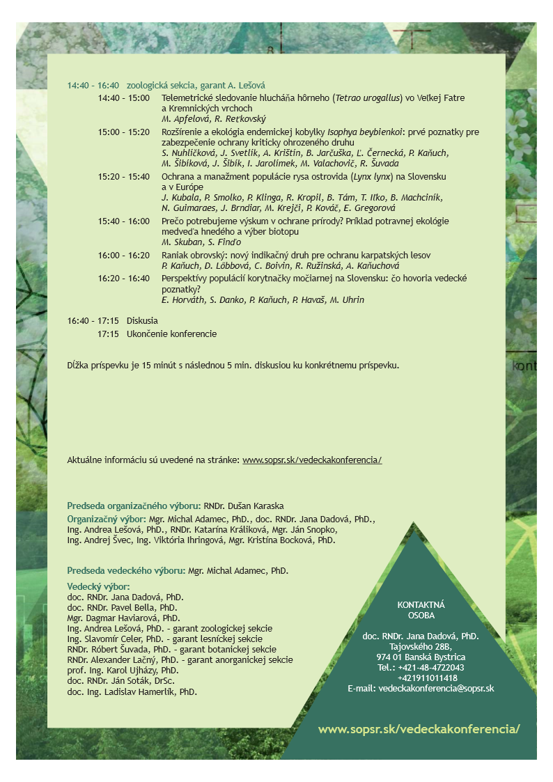 vedecka konferencia program prvy den pokracovanie