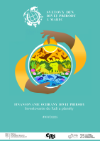 Oficiálny plagát k Svetovému dňu divej prírody 2025. Na tyrkysovom pozadí sú zobrazené dve ruky držiace guľu so symbolmi prírody – zvieratá, stromy, rieky, ryby a vtáky, znázorňujúce rovnováhu medzi človekom a planétou. Text uvádza: „Svetový deň divej prírody – 3. marec. Financovanie ochrany divej prírody: Investovanie do ľudí a planéty.“