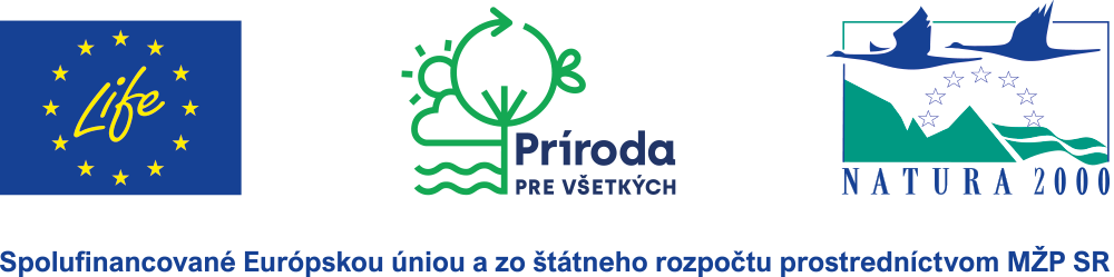 Logá programov LIFE, Príroda pre všetkých a Natura 2000 so sprievodným textom „Spolufinancované Európskou úniou a zo štátneho rozpočtu prostredníctvom MŽP SR“.