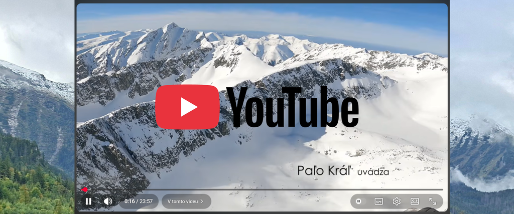 Náhľad dokumentárneho filmu Vznik TANAP-u s panorámou zasnežených Tatier a symbolom YouTube.